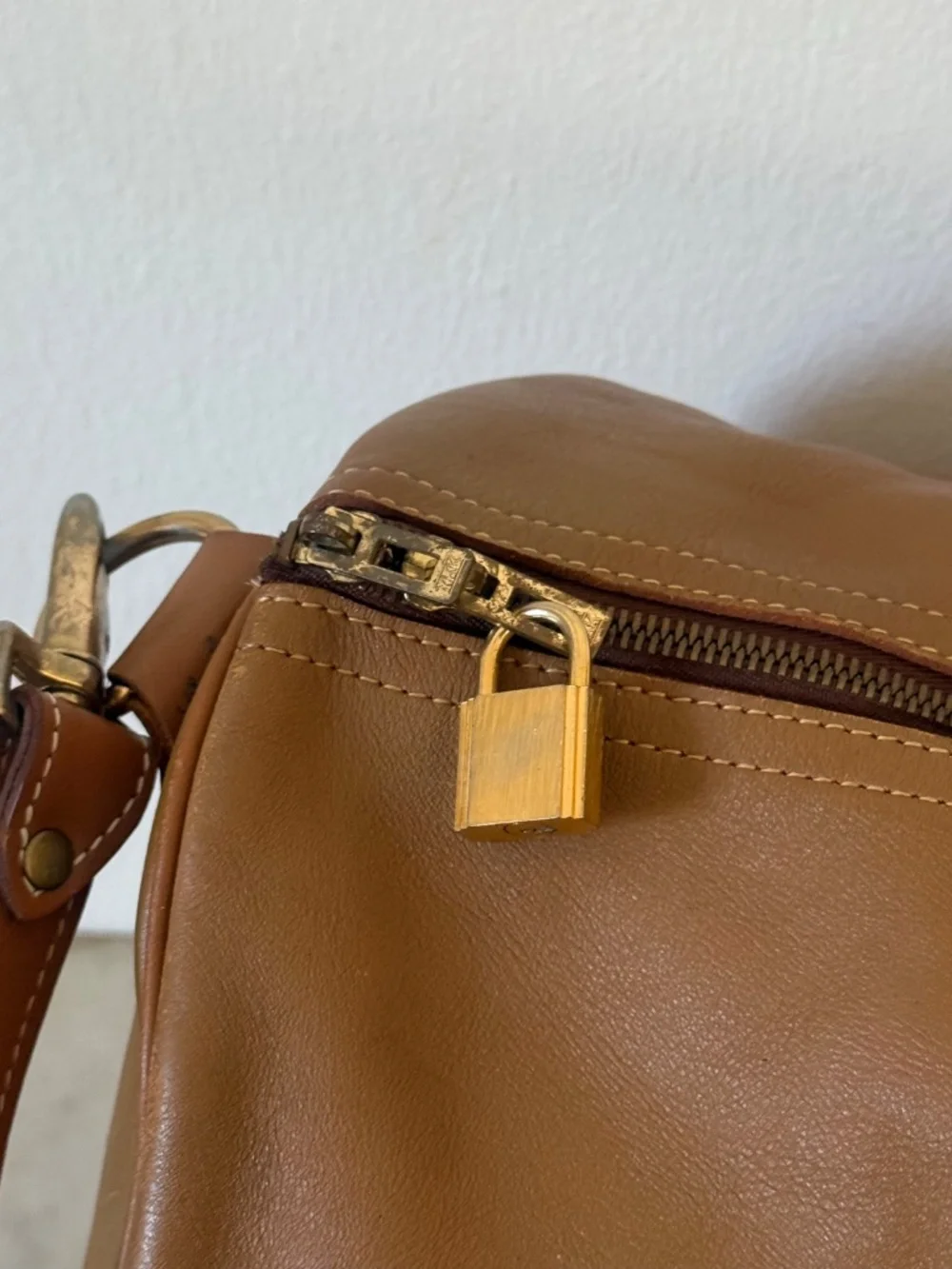 FRENCH California Leather Weekender Duffle Bag Tan Leather Travel Bag